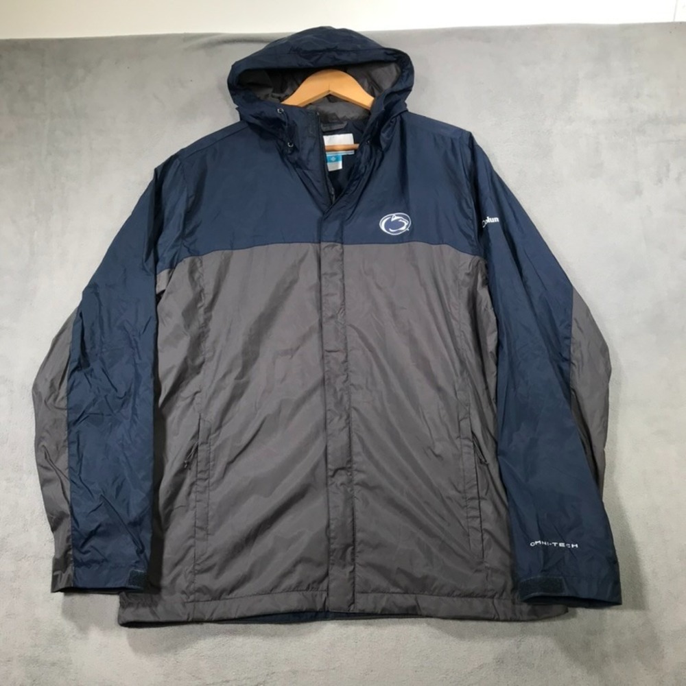 Penn State Nittany Lions Columbia Windbreaker Jacket Men's L Hooded Gray Blue